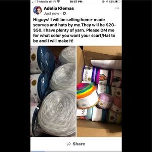 Homemade scarves,hats,and socks